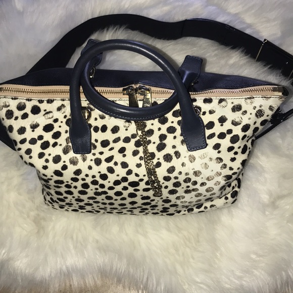 AUTHENTIC CHLOE BLACK & WHITE FUR/ CALF SKIN LEATHER - Picture 2 of 16